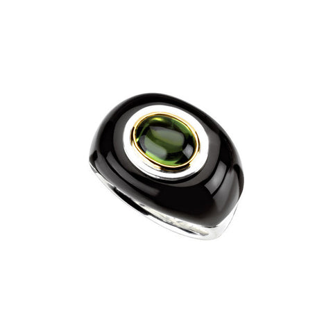 Ring > Dome > Peridot & Onyx > Genuine