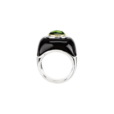 Ring > Dome > Peridot & Onyx > Genuine