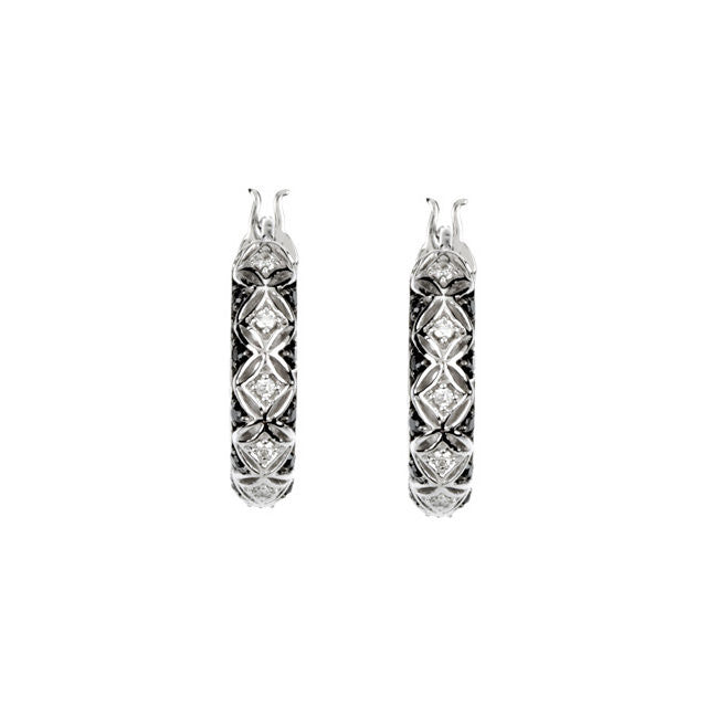 Earrings > Hoop > Diamond > Black & White > 1/4 CTW