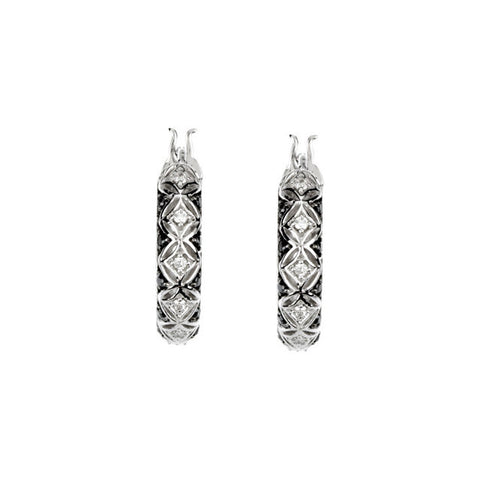 Earrings > Hoop > Diamond > Black & White > 1/4 CTW