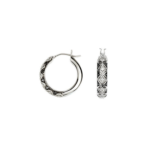 Earrings > Hoop > Diamond > Black & White > 1/4 CTW