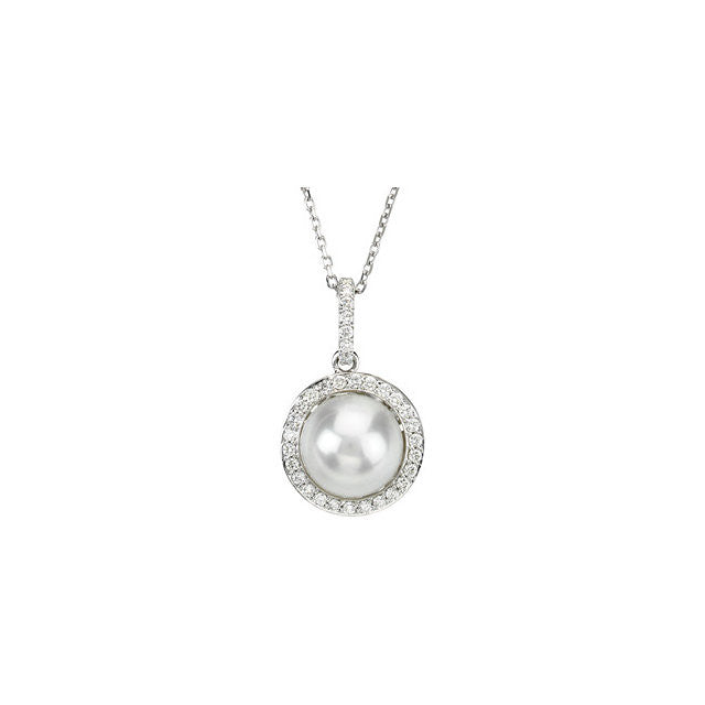 Necklace > 18" > Diamond > CTW > 1/Pearl & 1 > Cultured > Freshwater