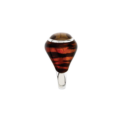 Enamel > Print > Tiger > with > Ring > Quartz > Smoky > Genuine