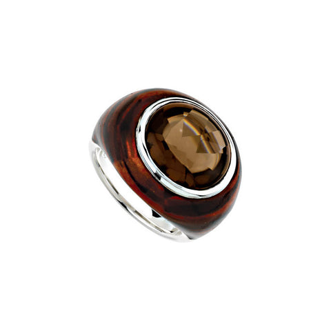 Enamel > Print > Tiger > with > Ring > Quartz > Smoky > Genuine
