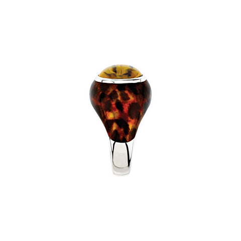Enamel > Print > Leopard > with > Ring > Quartz > Honey > Genuine