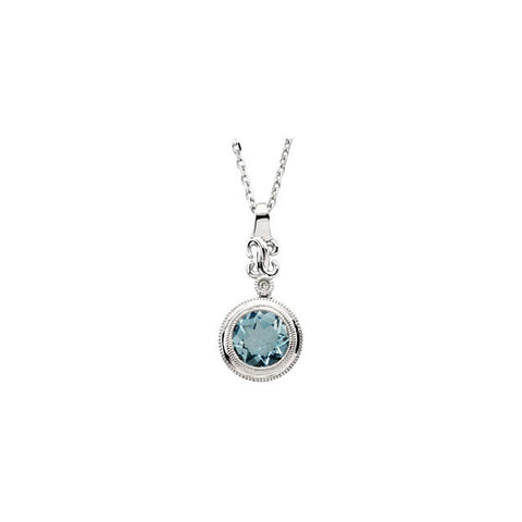 Pendant > Aquamarine & Diamond > Genuine