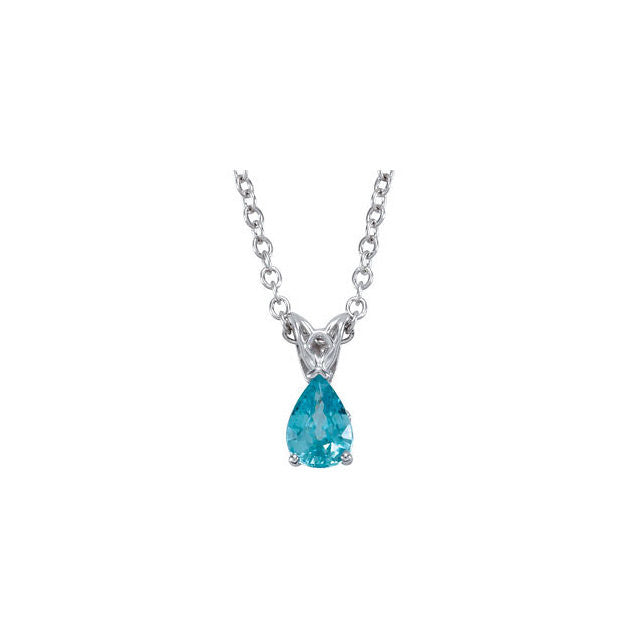 Necklace > 18" > Zircon > Blue > 7x5mm