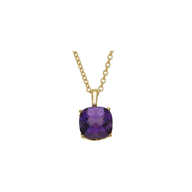 Necklace > 18" > Amethyst > Checkerboard > 10mm
