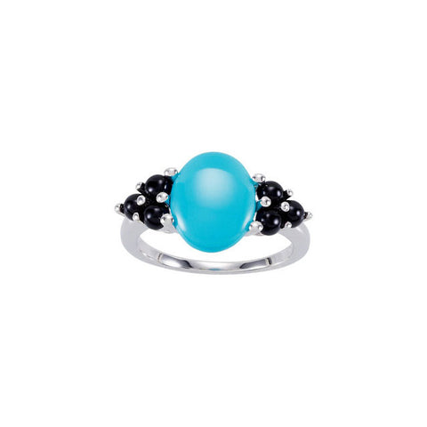 Ring > Turquoise & Onyx > Genuine