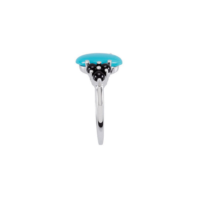 Ring > Turquoise & Onyx > Genuine