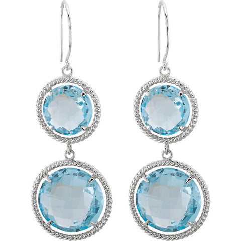 Earrings > Dangle > Rope-Styled > Topaz > Blue > Sky > Round > 12mm & 16mm
