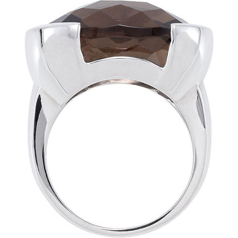 Ring > Quartz > Smoky > Checkerboard > Genuine