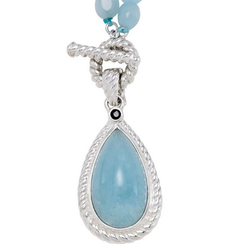 Sapphire > Genuine > with > Accented > Necklace > Aquamarine > Milky > Genuine