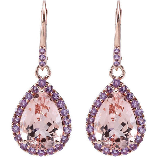Earrings > Back > Lever > Morganite & Amethyst
