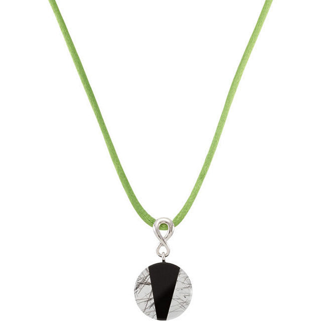 Necklace > 16.5" > Quartz & Onyx > Tourmalinated