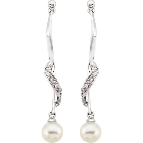 Earrings > Diamond > .07 CTW > & > Pearl > Cultured > Freshwater