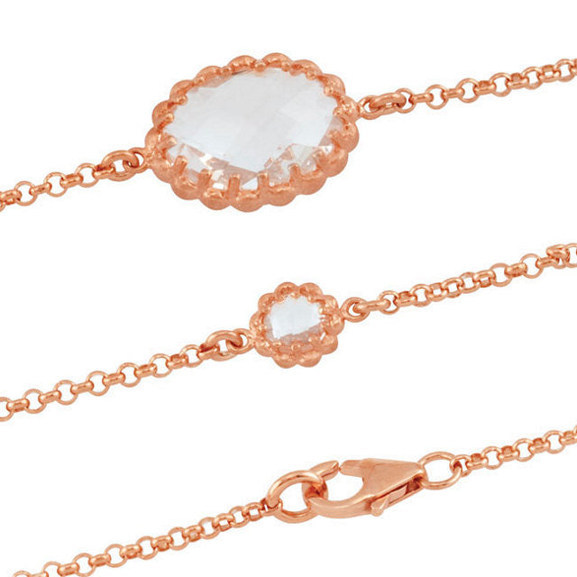 Necklace > Quartz > Clear > Checkerboard > Genuine > 36"