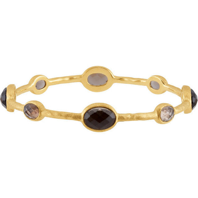 Bracelet > Bangle > Quartz > Smoky > Checkerboard > Genuine > 8"