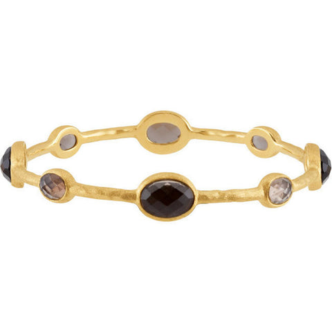 Bracelet > Bangle > Quartz > Smoky > Checkerboard > Genuine > 8