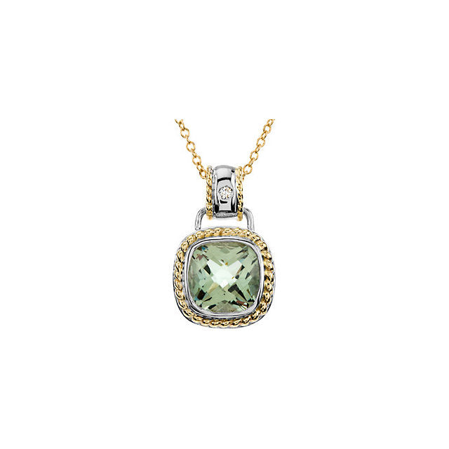 Necklace > Diamond > CTW > .White & Yellow > Green > 12x12mm > White & Yellow > 14kt