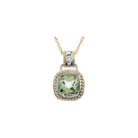 Necklace > Diamond > CTW > .White & Yellow > Green > 12x12mm > White & Yellow > 14kt