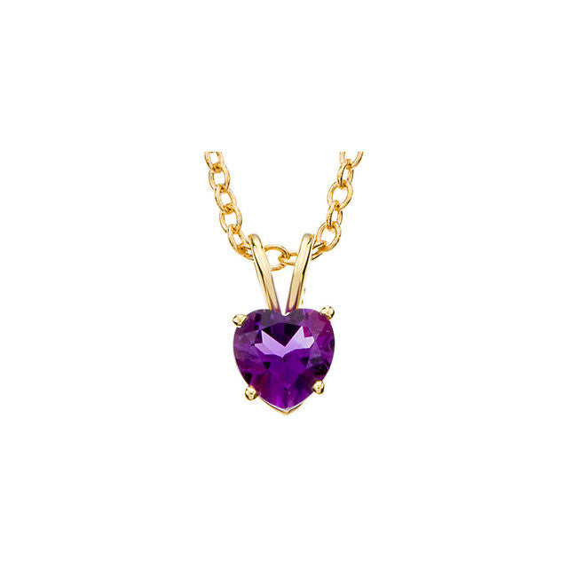 Necklace > 18" > Heart > Amethyst > 6mm