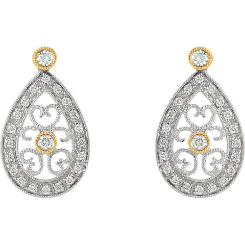 Earrings > Filigree > Diamond > 1/4 CTW > Two-Tone > 14kt