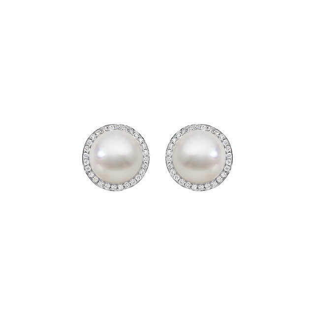Earrings > Diamond > CTW > 7/Pearl & 7 > Cultured > Sea > South > White > 18P