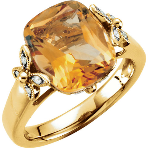 Ring > Diamond > .08 CTW > & > Citrine