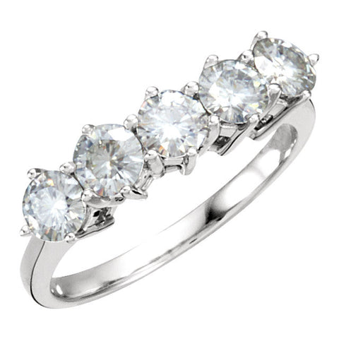 Band > Anniversary > Moissanite > Created > 5-Stone > Round