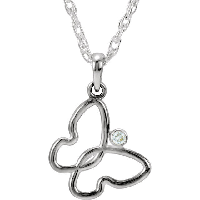 Necklace > 18" > Butterfly > Diamond > .025 CTW