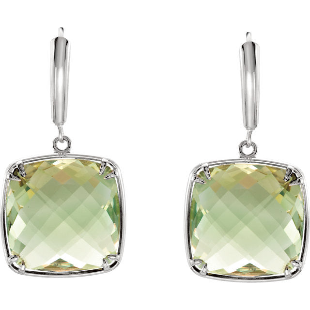 Earrings > Back > Lever > Quartz > Green > Genuine