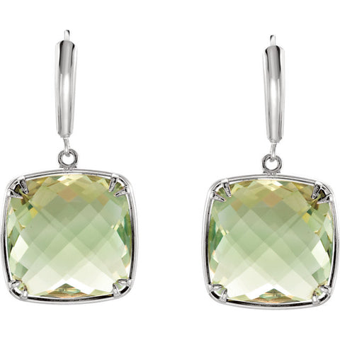 Earrings > Back > Lever > Quartz > Green > Genuine