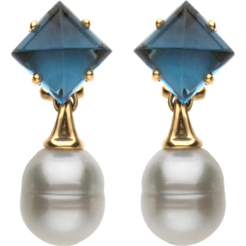 Earrings > Topaz > Blue > Pearl & London > Cultured > Sea > South > Aquarella®