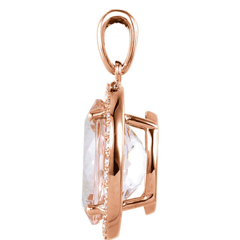 Pendant > Diamond > CTW > 1/Morganite & 1 > Oval > 12x10mm
