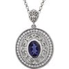 Necklace > 18" > Diamond > CTW > 1/Tourmaline & 1 > Pink > Oval > 8x6mm