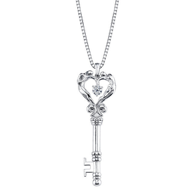 Necklace > 18" > Heart > Design > Key > Zirconia > Cubic > Love® > Universal