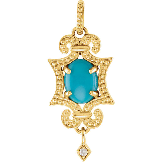 Necklace > 18" > Diamond > .015 CTW > & > Turquoise