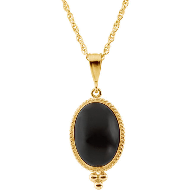 Necklace > 18" > Onyx > Oval > 14x10