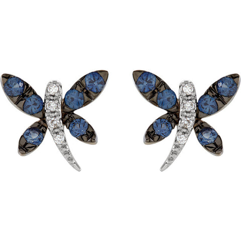 Earrings > Dragonfly > Sapphire & Diamond > Blue