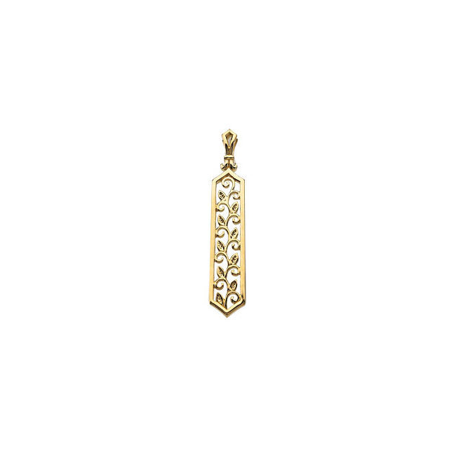 Pendant > Vertical > Filigree > Design > Scroll & Leaf