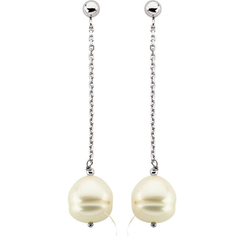Earrings > Dangle > Pearl > Cultured > Freshwater > 9-11mm