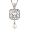 Necklace > 18" > Diamond > .04 CTW > & > Pearl > Cultured > Freshwater