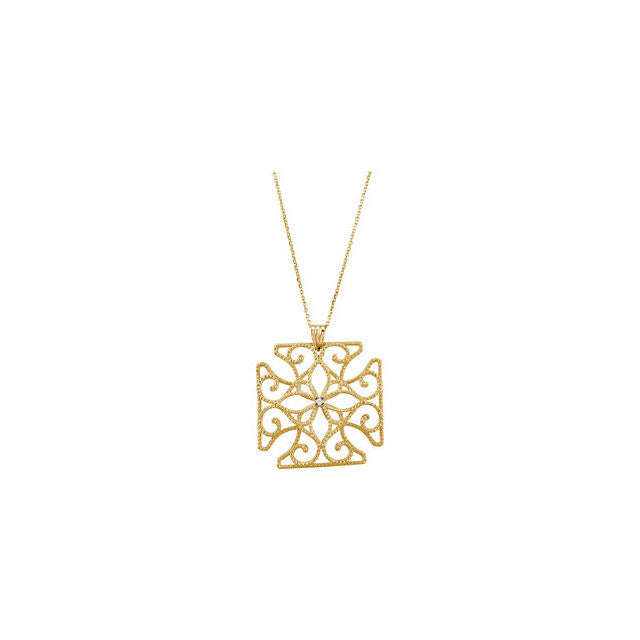 Chain > Cable > 18" > with > Necklace > Medallion > Diamond