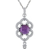 Necklace > 18" > Dangle > Design > Granulated > Amethyst & Diamond