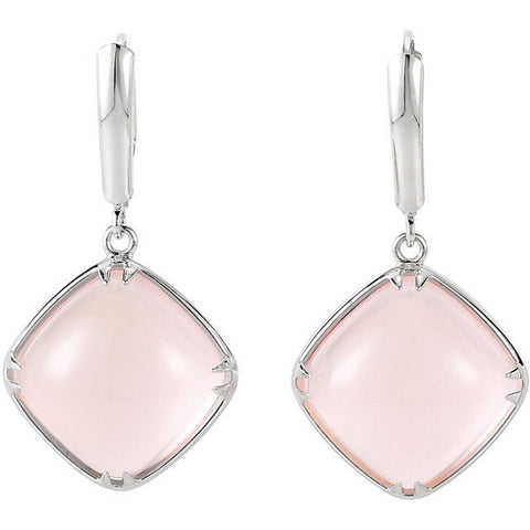 Earrings > Back > Lever > Cabochon > Quartz > Rose > 14mm