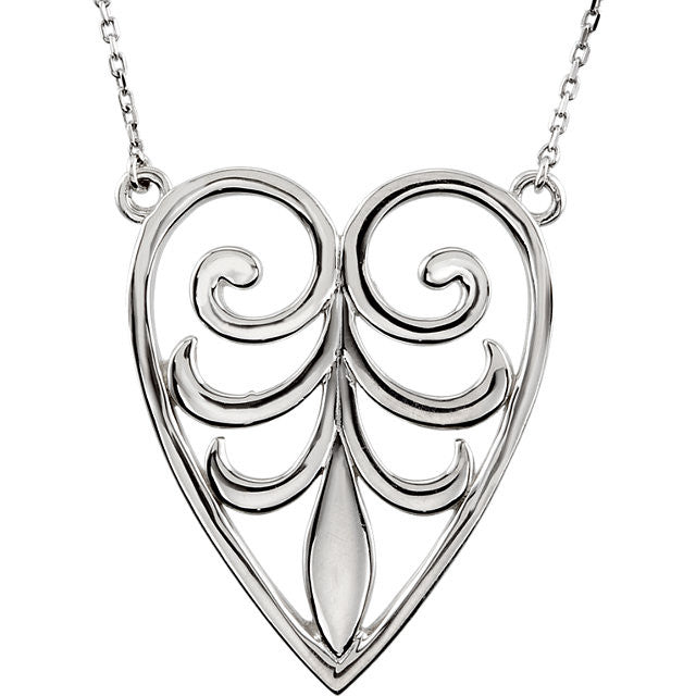 Pendant or Necklace > Heart > Design > Filigree