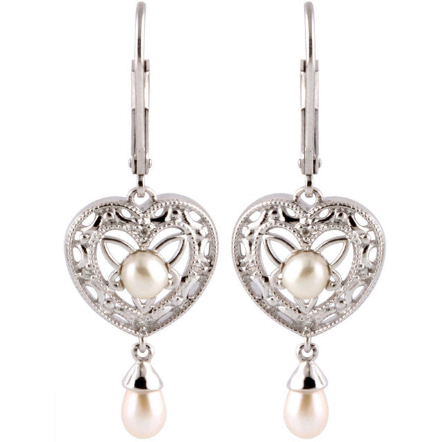 Earrings > Diamond > .04 CTW > & > Pearl > Cultured > Freshwater