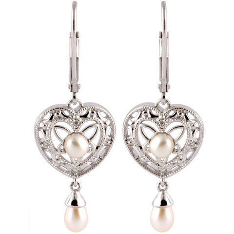 Earrings > Diamond > .04 CTW > & > Pearl > Cultured > Freshwater