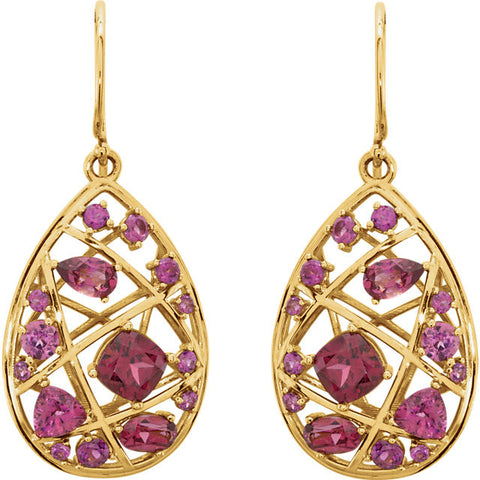 Earrings > Dangle > Nest-Design > Garnet > Rhodolite > 35.6x16.1mm